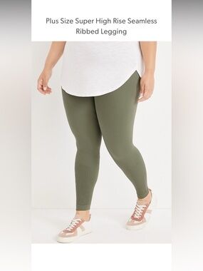 Maurice’s Plus Size Super High Rise Seamless Ribbed Legging - Olive size XXL